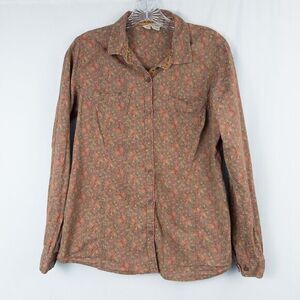 Royal‎ Robbins Rustic Floral Striped Button Front Shirt Womens Medium Western